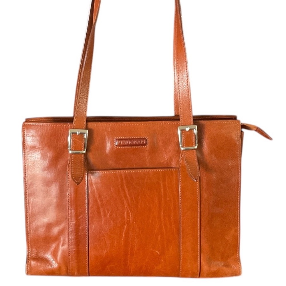 Italian Cognac Brown Leather Tote Bag